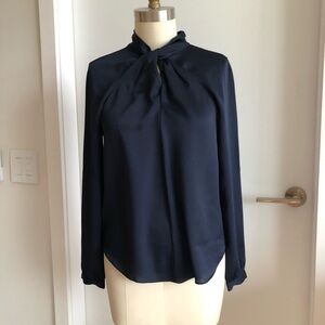 Banana Republic Twist Neck Blouse Navy